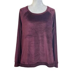Vince Camuto Women's Pullover Jogger Top L Velour Casual Logo Cozy Fall